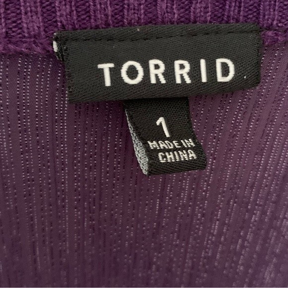 Torrid Purple Button Front with Sheer Back Cardigan Sweater Size 1 or 1X 14/16 - Picture 3 of 8